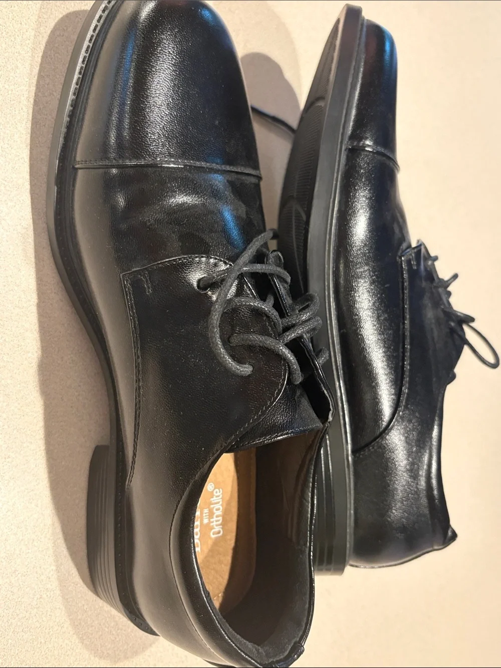 Black Leather Cap-Toe Derby Shoes for Men